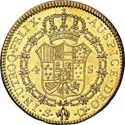 Реверс монеты - 4 эскудо 1772 года S CF - цена золотой монеты - Испания, Карл III