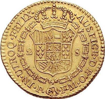 Reverso 2 escudos 1818 P FM - valor de la moneda de oro - Colombia, Fernando VII