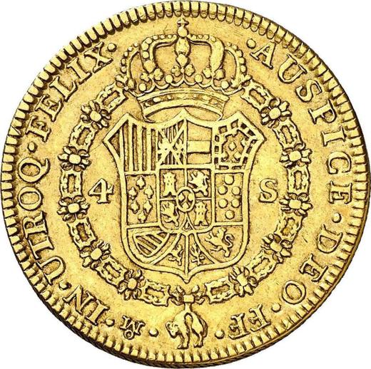 Реверс монеты - 4 эскудо 1779 года Mo FF - цена золотой монеты - Мексика, Карл III