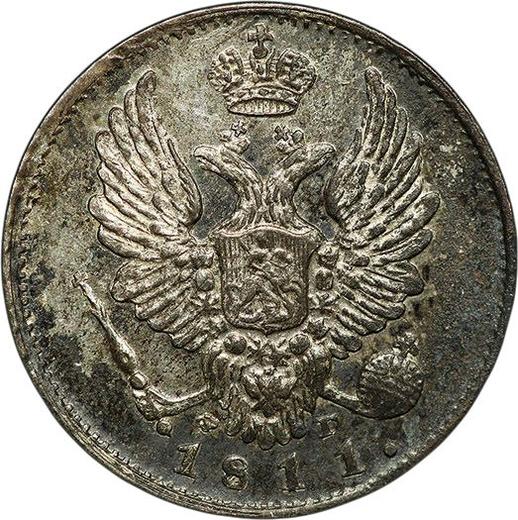Anverso 5 kopeks 1811 СПБ ФГ "Águila con alas levantadas" Reacuñación - valor de la moneda de plata - Rusia, Alejandro I