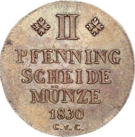 Reverso 2 Pfennige 1830 CvC - valor de la moneda  - Brunswick-Wolfenbüttel, Carlos II
