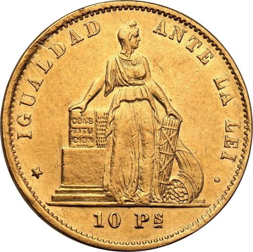 Anverso 10 pesos 1873 So - valor de la moneda  - Chile, República