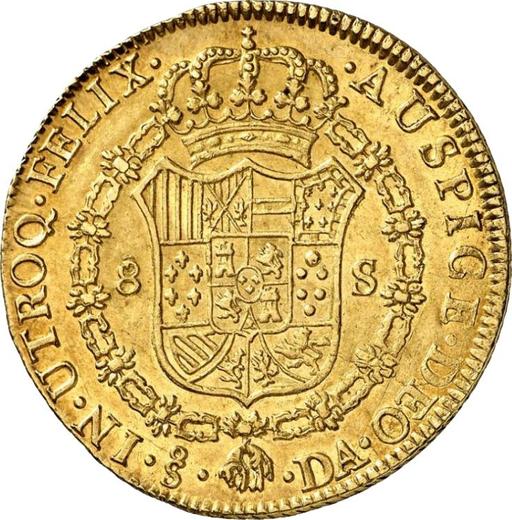 Reverso 8 escudos 1797 So DA - valor de la moneda de oro - Chile, Carlos IV