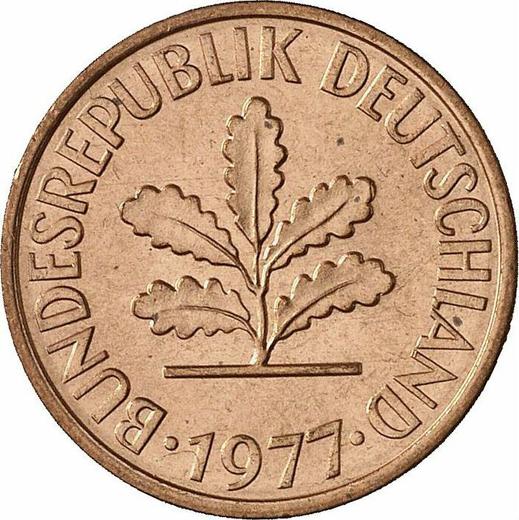 Реверс монеты - 2 пфеннига 1977 года G - цена  монеты - Германия, ФРГ