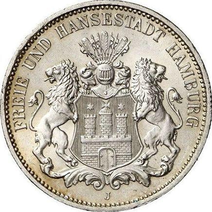 Obverse 3 Mark 1911 J "Hamburg" - Silver Coin Value - Germany, German Empire