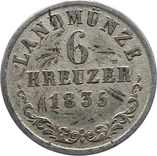 Reverso 6 Kreuzers 1835 K - valor de la moneda de plata - Sajonia-Meiningen, Bernardo II