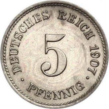 Anverso 5 Pfennige 1907 J "Tipo 1890-1915" - valor de la moneda  - Alemania, Imperio alemán