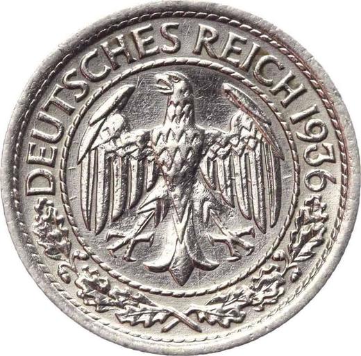 Аверс монеты - 50 рейхспфеннигов 1936 года E - цена  монеты - Германия, Bеймарская республика