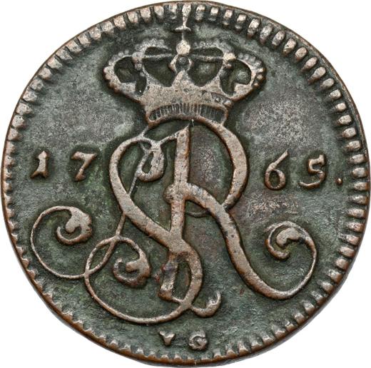 Аверс монеты - 1 грош 1765 года VG VG под монограммой - цена  монеты - Польша, Станислав II Август