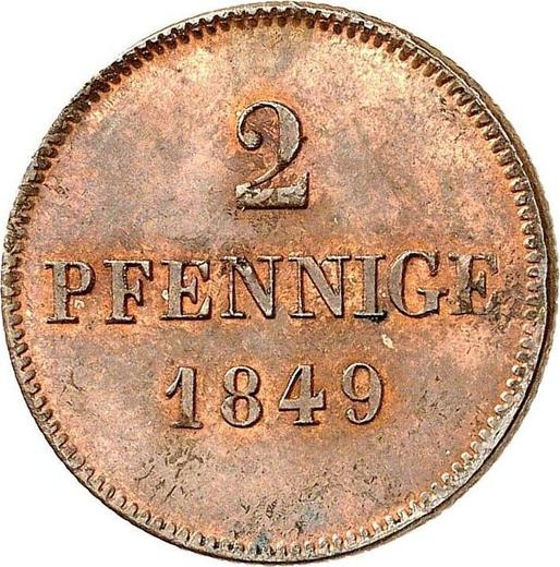 Реверс монеты - 2 пфеннига 1849 года - цена  монеты - Бавария, Максимилиан II