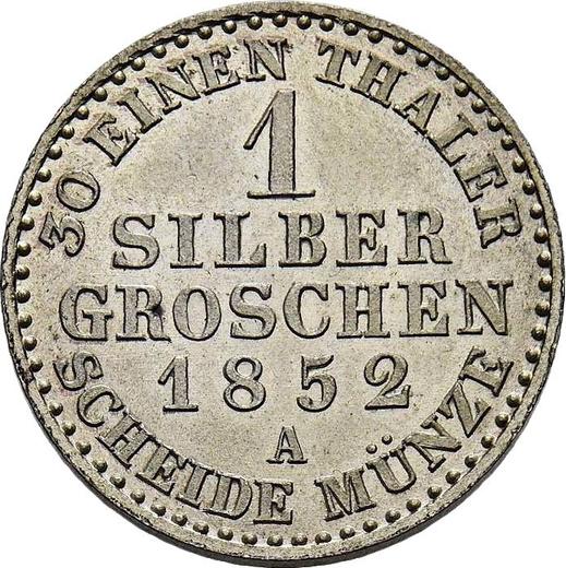 Reverso 1 Silber Groschen 1852 A - valor de la moneda de plata - Prusia, Federico Guillermo IV