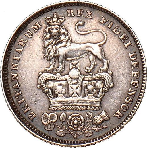 Rewers monety - 6 pensow 1827 - cena srebrnej monety - Wielka Brytania, Jerzy IV