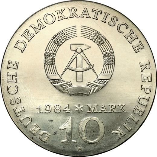 Rewers monety - 10 marek 1984 A "Alfred Brehm" - cena srebrnej monety - Niemcy, NRD