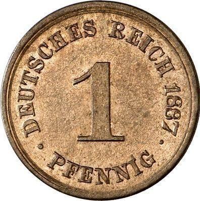 Аверс монеты - 1 пфенниг 1887 года D "Тип 1873-1889" - цена  монеты - Германия, Германская Империя