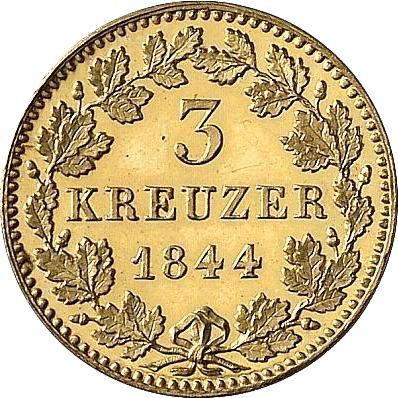 Реверс монеты - 3 крейцера 1844 года Золото - цена золотой монеты - Бавария, Людвиг I