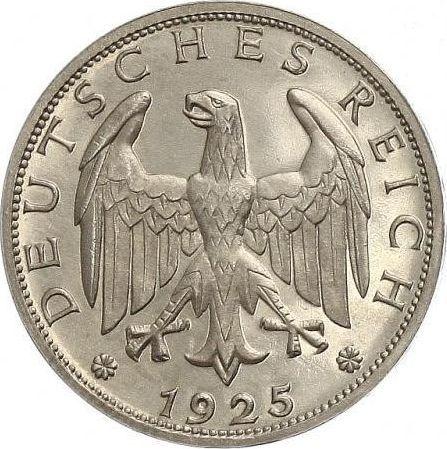 Аверс монеты - 1 рейхсмарка 1925 года A - цена серебряной монеты - Германия, Bеймарская республика