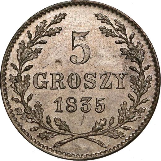 Rewers monety - 5 groszy 1835 "Kraków" - cena srebrnej monety - Polska, Wolne Miasto Kraków