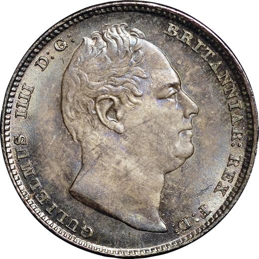 Аверс монеты - 6 пенсов 1834 года - цена серебряной монеты - Великобритания, Вильгельм IV