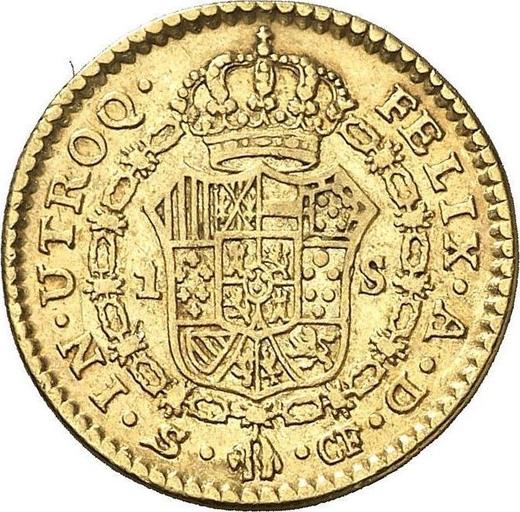 Реверс монеты - 1 эскудо 1774 года S CF - цена золотой монеты - Испания, Карл III