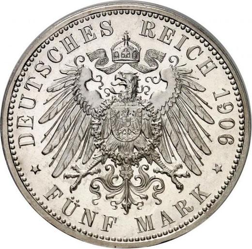 Reverso 5 marcos 1906 A "Prusia" - valor de la moneda de plata - Alemania, Imperio alemán