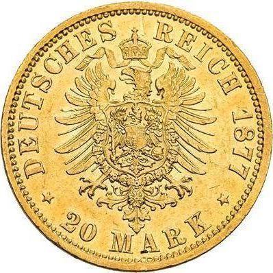 Rewers monety - 20 marek 1877 J "Hamburg" - cena złotej monety - Niemcy, Cesarstwo Niemieckie