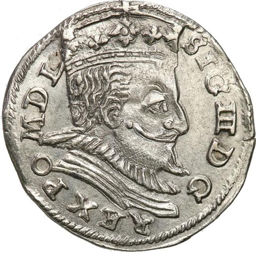 Аверс монеты - Трояк (3 гроша) 1598 года L "Люблинский монетный двор" - цена серебряной монеты - Польша, Сигизмунд III Ваза