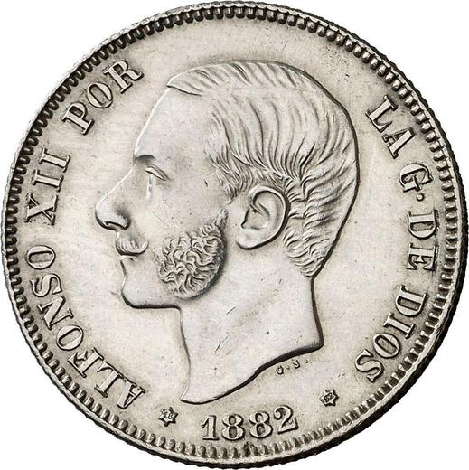 Obverse 2 Pesetas 1882 MSM - Silver Coin Value - Spain, Alfonso XII