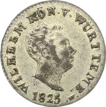 Anverso 1 Kreuzer 1825 W - valor de la moneda de plata - Wurtemberg, Guillermo I