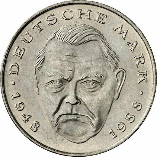 Аверс монеты - 2 марки 1994 года F "Людвиг Эрхард" - цена  монеты - Германия, ФРГ