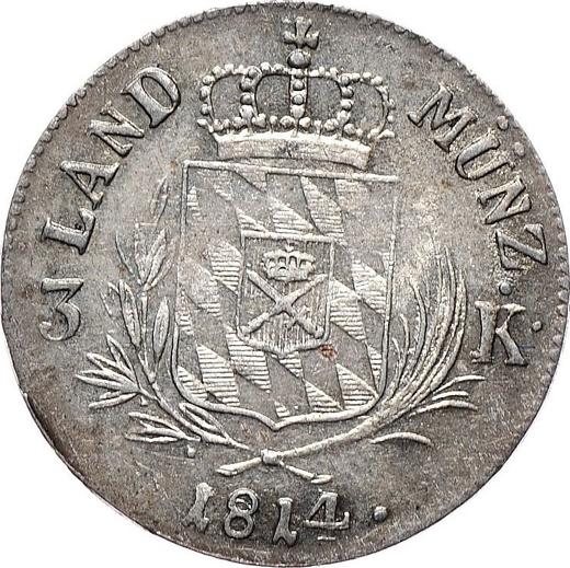 Rewers monety - 3 krajcary 1814 - cena srebrnej monety - Bawaria, Maksymilian I
