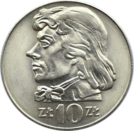 Reverso 10 eslotis 1969 MW "Bicentenario de la muerte de Tadeusz Kościuszko" - valor de la moneda  - Polonia, República Popular