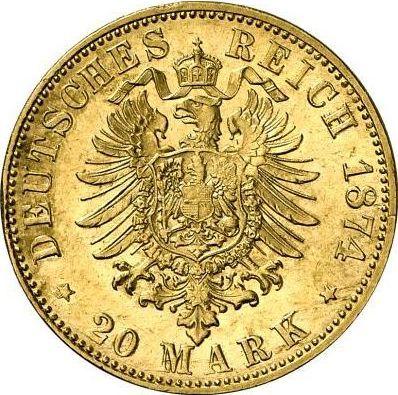 Реверс монеты - 20 марок 1874 года H "Гессен" - цена золотой монеты - Германия, Германская Империя
