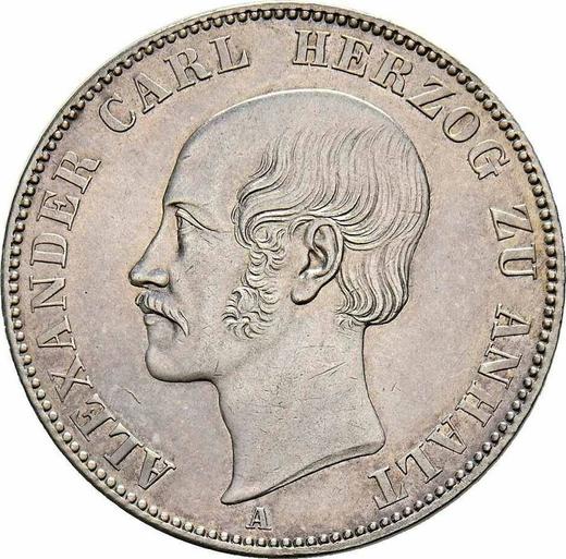 Awers monety - Talar 1859 A - cena srebrnej monety - Anhalt-Bernburg, Aleksander Karol