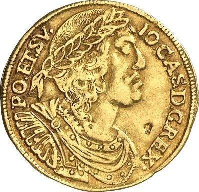 Anverso Ducado 1658 TLB "Retrato con guirnalda" - valor de la moneda de oro - Polonia, Juan II Casimiro