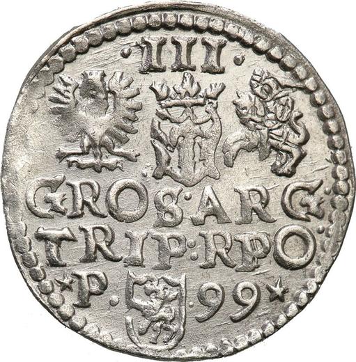 Reverso Trojak (3 groszy) 1599 P "Casa de moneda de Poznan" - valor de la moneda de plata - Polonia, Segismundo III
