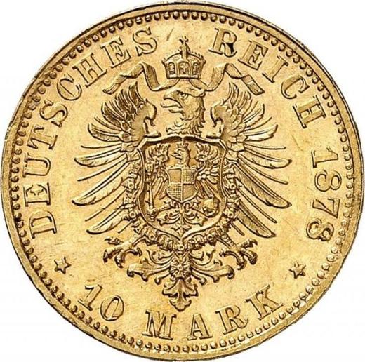 Reverso 10 marcos 1878 D "Bavaria" - valor de la moneda de oro - Alemania, Imperio alemán