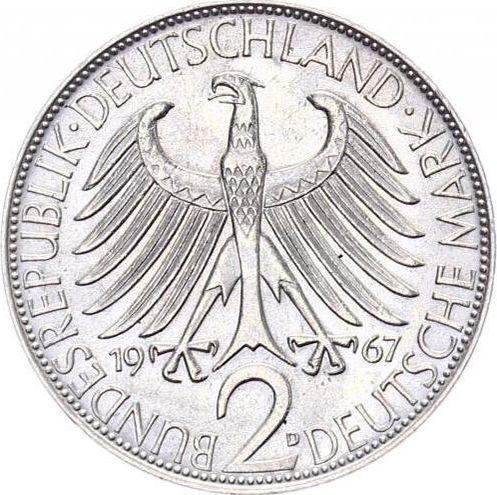 Reverso 2 marcos 1967 D "Max Planck" - valor de la moneda  - Alemania, RFA
