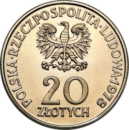 Аверс монеты - Пробные 20 злотых 1978 года MW "Первый Польский Космонавт - Гермашевский" Никель - цена  монеты - Польша, Народная Республика