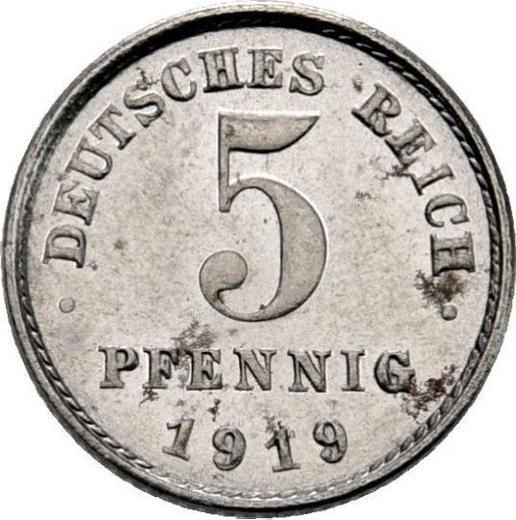Аверс монеты - 5 пфеннигов 1919 года D - цена  монеты - Германия, Германская Империя