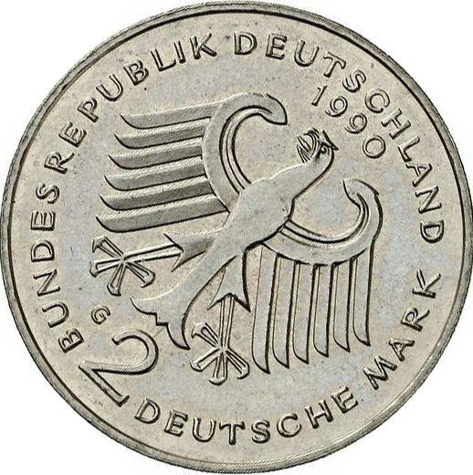 Reverso 2 marcos 1990-2001 "Franz Josef Strauß" Rotación del sello - valor de la moneda  - Alemania, RFA