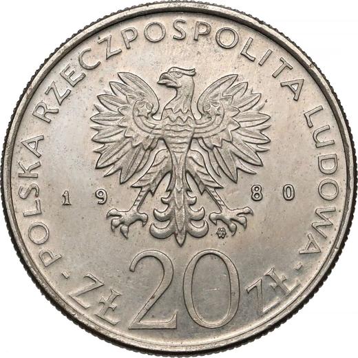 Obverse Pattern 20 Zlotych 1980 MW "XXII Summer Olympic Games - Moscow 1980" Copper-Nickel -  Coin Value - Poland, Peoples Republic
