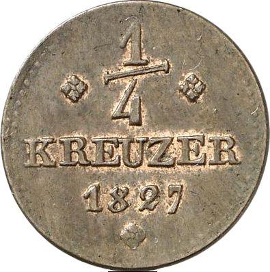 Реверс монеты - 1/4 крейцера 1827 года - цена  монеты - Гессен-Кассель, Вильгельм II