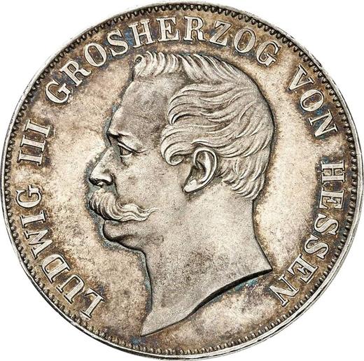 Avers Taler 1857 Randschrift (CONVENTION VOM JANUAR 1857) - Silbermünze Wert - Hessen-Darmstadt, Ludwig III