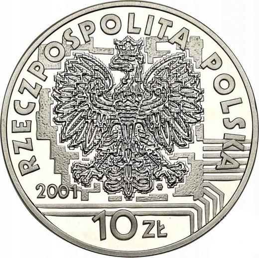 Anverso 10 eslotis 2001 MW RK "Año 2001" - valor de la moneda de plata - Polonia, República moderna