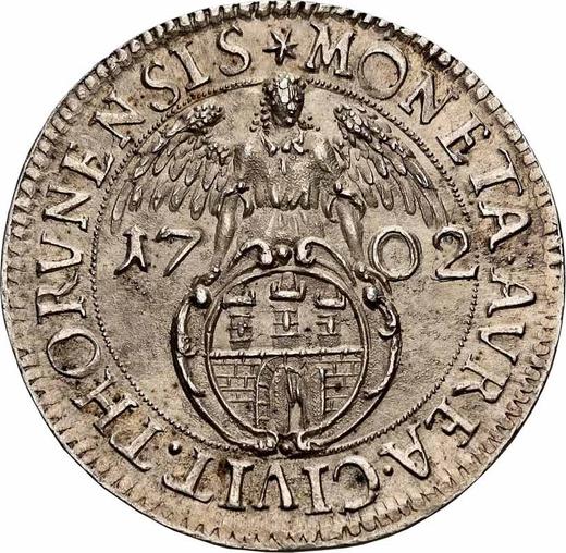 Реверс монеты - Дукат 1702 года "Торуньский" Серебро - цена серебряной монеты - Польша, Август II Сильный