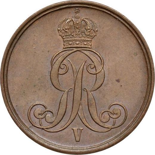 Аверс монеты - 2 пфеннига 1855 года B - цена  монеты - Ганновер, Георг V