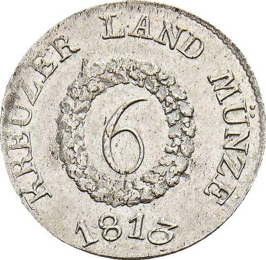 Реверс монеты - 6 крейцеров 1813 года - цена серебряной монеты - Саксен-Мейнинген, Бернгард II