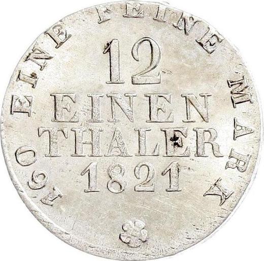 Rewers monety - 1/12 Thaler 1821 I.G.S. - cena srebrnej monety - Saksonia-Albertyna, Fryderyk August I