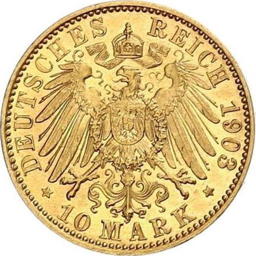Reverso 10 marcos 1903 A "Prusia" - valor de la moneda de oro - Alemania, Imperio alemán