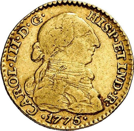 Аверс монеты - 1 эскудо 1775 года NR JJ - цена золотой монеты - Колумбия, Карл III